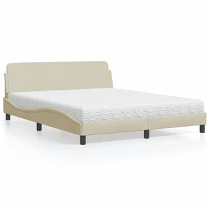 Letto con Materasso Dover Crema 160x200 cm in Tessuto 3208429