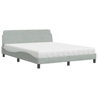 Letto con Materasso Dover Grigio Chiaro 160x200 cm in Velluto 3208431