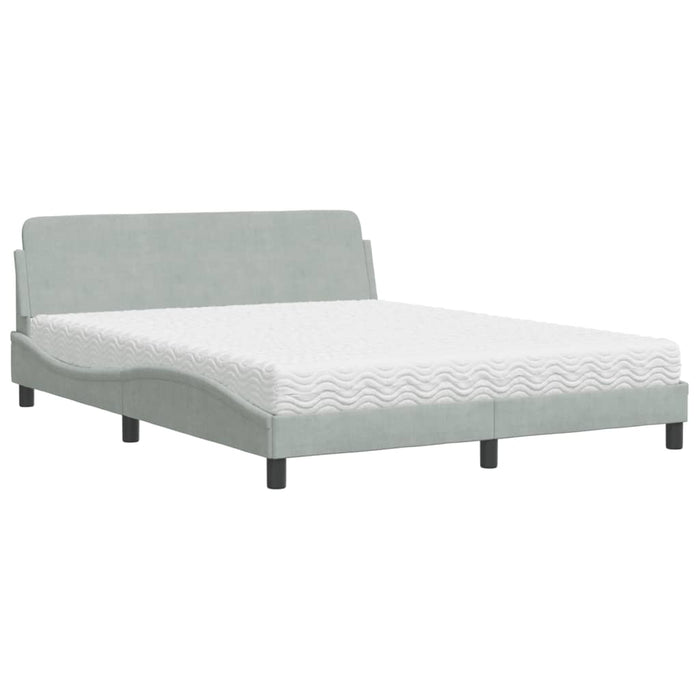 Letto con Materasso Dover Grigio Chiaro 160x200 cm in Velluto 3208431