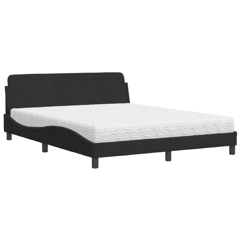 Letto con Materasso Dover Nero 160x200 cm in Velluto 3208433