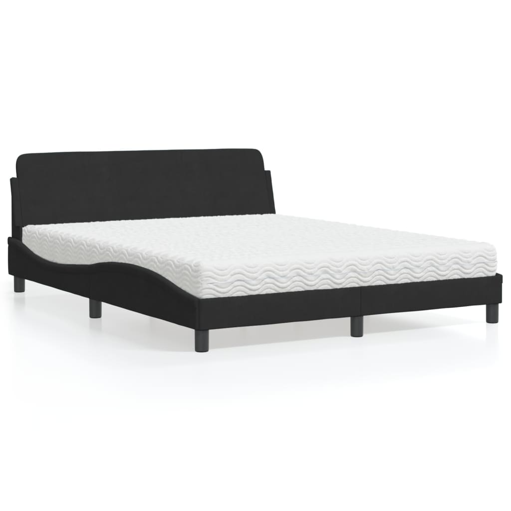 Letto con Materasso Dover Nero 160x200 cm in Velluto 3208433