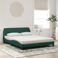 Letto con Materasso Dover Verde Scuro 160x200 cm in Velluto 3208434