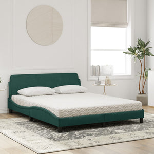 Letto con Materasso Dover Verde Scuro 160x200 cm in Velluto 3208434