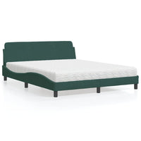 Letto con Materasso Dover Verde Scuro 160x200 cm in Velluto 3208434