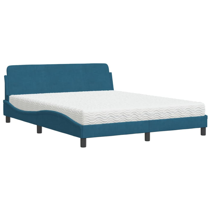 Letto con Materasso Dover Blu 160x200 cm in Velluto 3208435