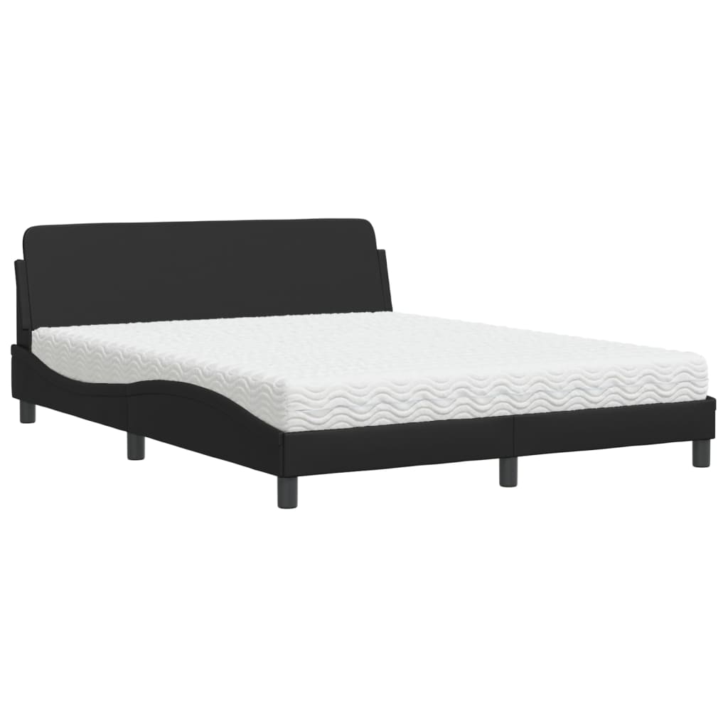 Letto con Materasso Dover Nero 160x200 cm in Similpelle 3208437