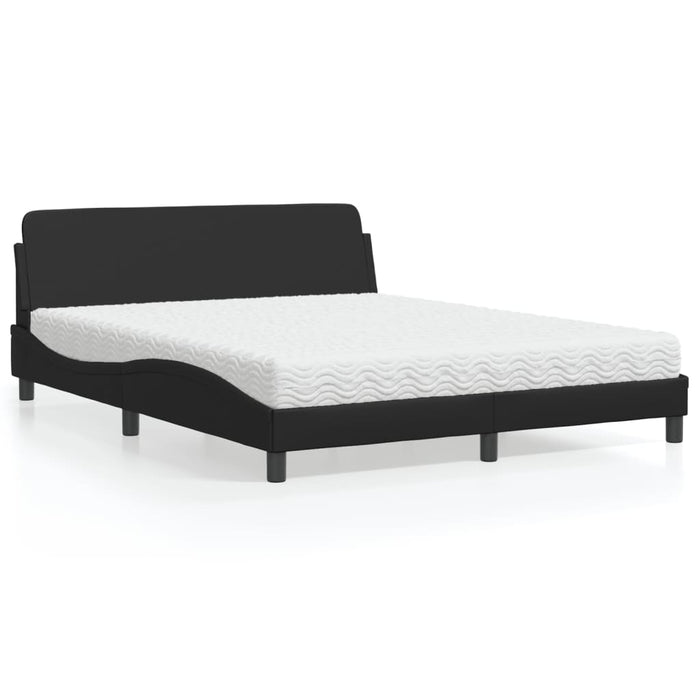 Letto con Materasso Dover Nero 160x200 cm in Similpelle 3208437