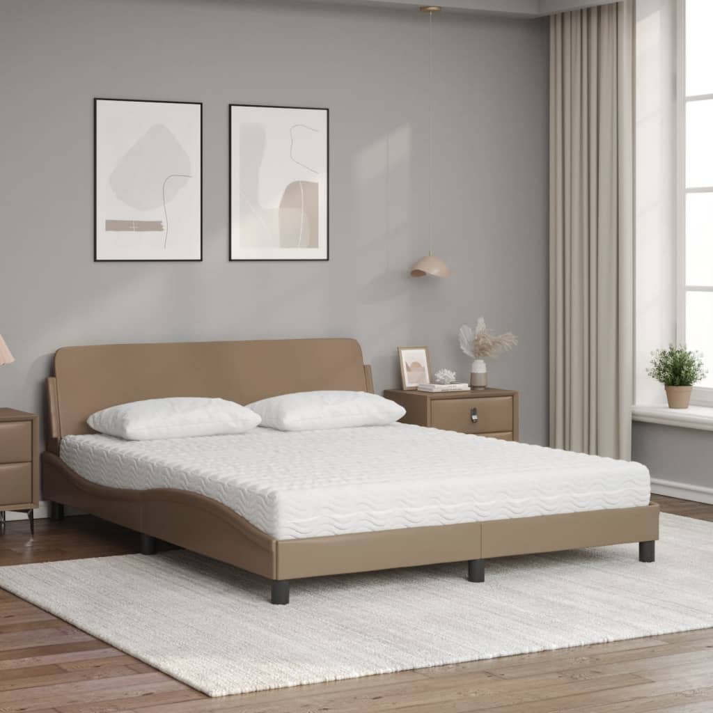 Letto con Materasso Dover Cappuccino 160x200cm Similpelle 3208441