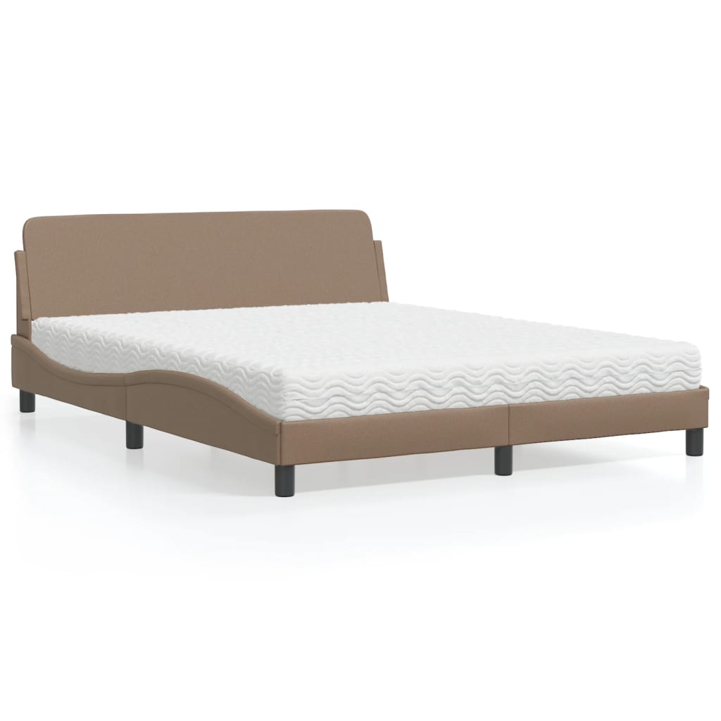 Letto con Materasso Dover Cappuccino 160x200cm Similpelle 3208441