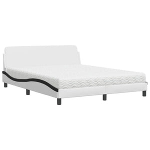 Letto con Materasso Dover Bianco e Nero 160x200cm Similpelle 3208443