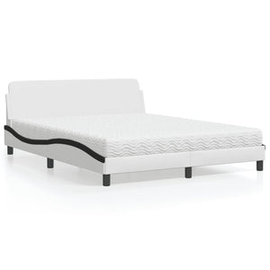 Letto con Materasso Dover Bianco e Nero 160x200cm Similpelle 3208443