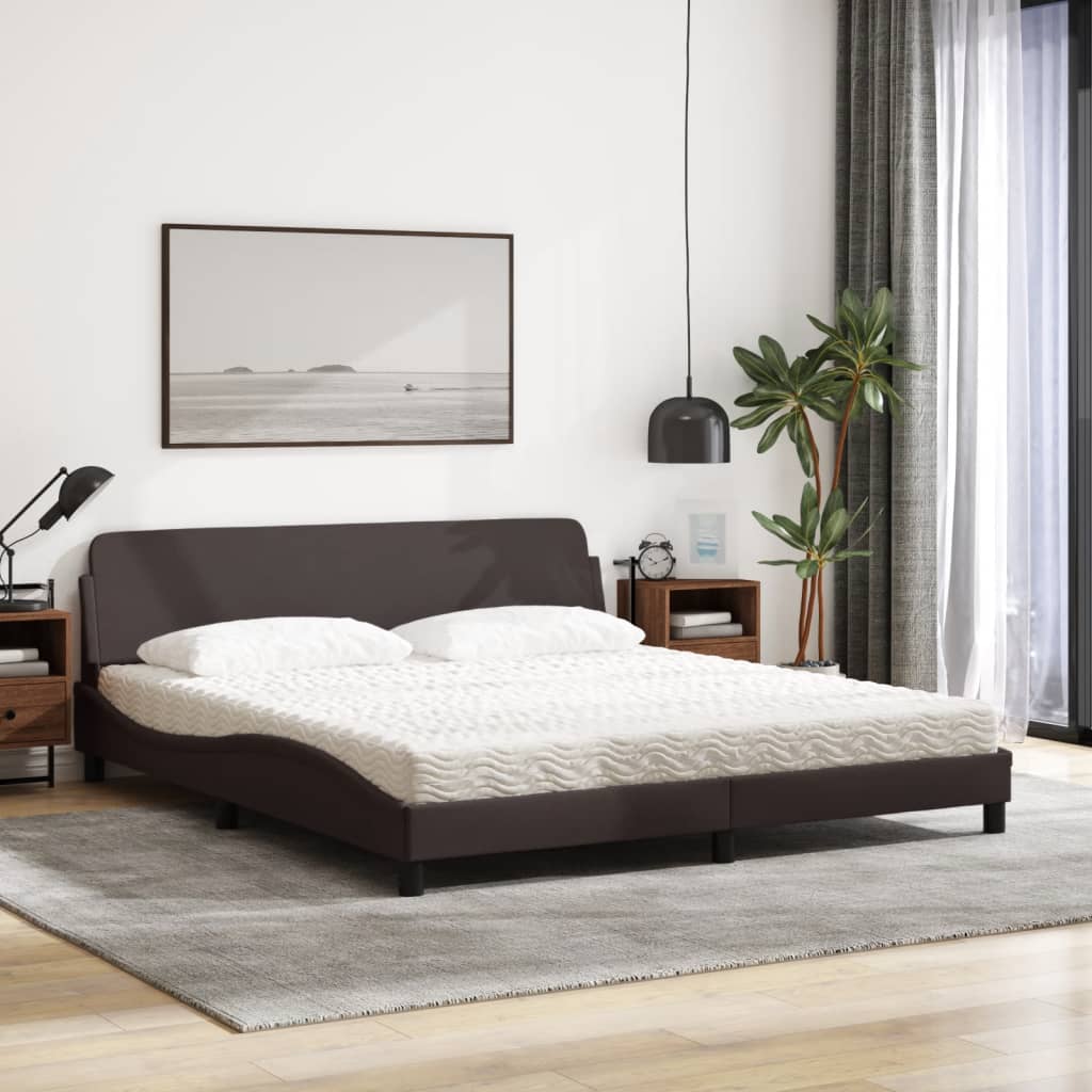 Letto con Materasso Dover Marrone Scuro 180x200cm Tessuto 3208447
