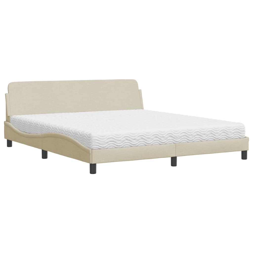 Letto con Materasso Dover Crema 180x200 cm in Tessuto 3208449