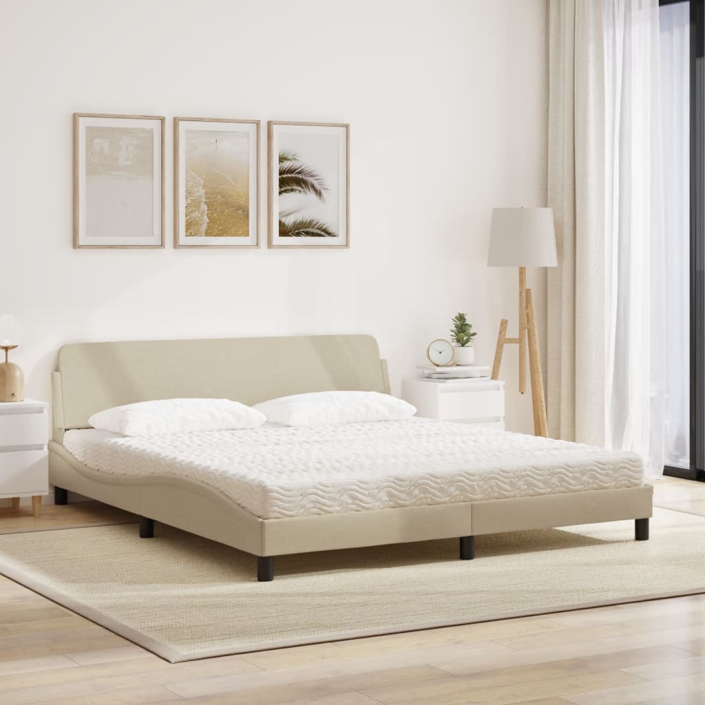 Letto con Materasso Dover Crema 180x200 cm in Tessuto 3208449