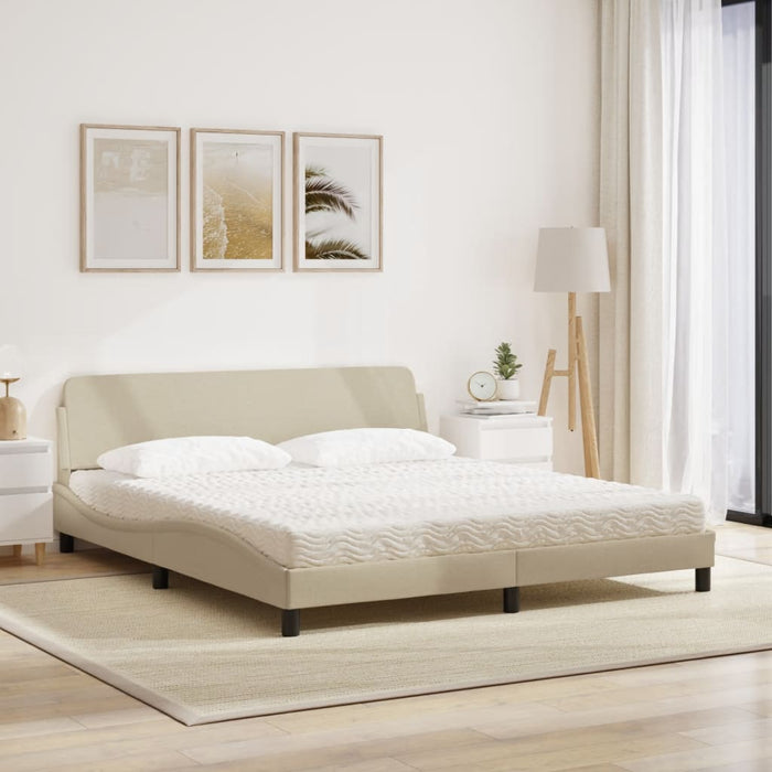 Letto con Materasso Dover Crema 180x200 cm in Tessuto 3208449