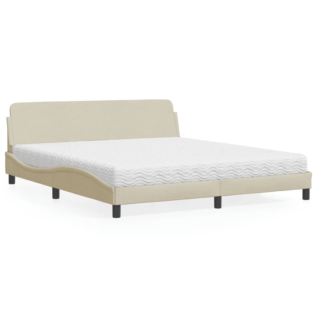 Letto con Materasso Dover Crema 180x200 cm in Tessuto 3208449