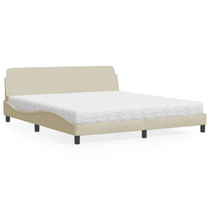 Letto con Materasso Dover Crema 180x200 cm in Tessuto 3208449