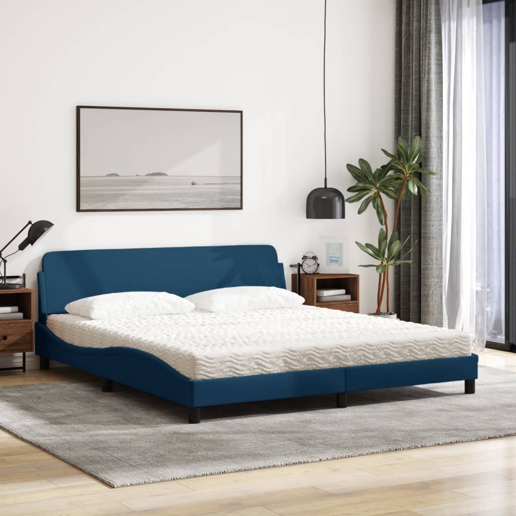 Letto con Materasso Dover Blu 180x200 cm in Tessuto 3208450