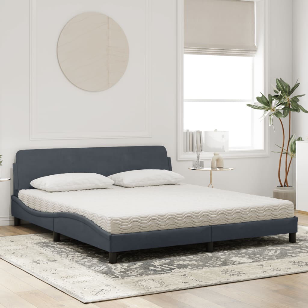 Letto con Materasso Dover Grigio Scuro 180x200 cm in Velluto 3208452
