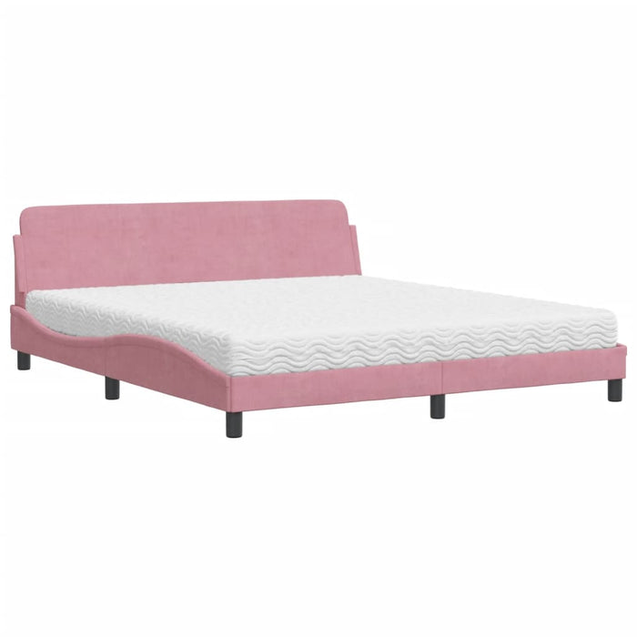 Letto con Materasso Dover Rosa 180x200 cm in Velluto 3208456