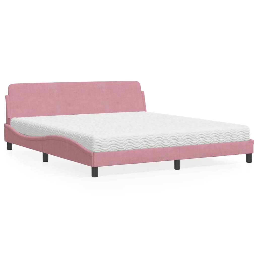 Letto con Materasso Dover Rosa 180x200 cm in Velluto 3208456