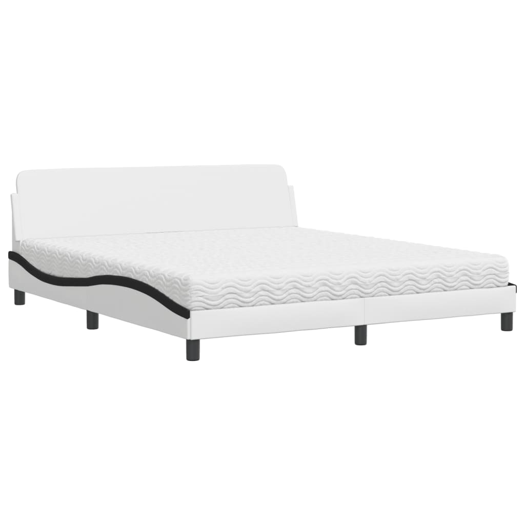 Letto con Materasso Dover Bianco e Nero 180x200cm Similpelle 3208463