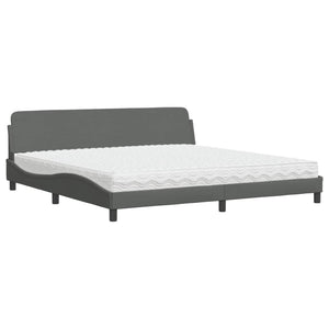 Letto con Materasso Dover Grigio Scuro 200x200 cm in Tessuto 3208465