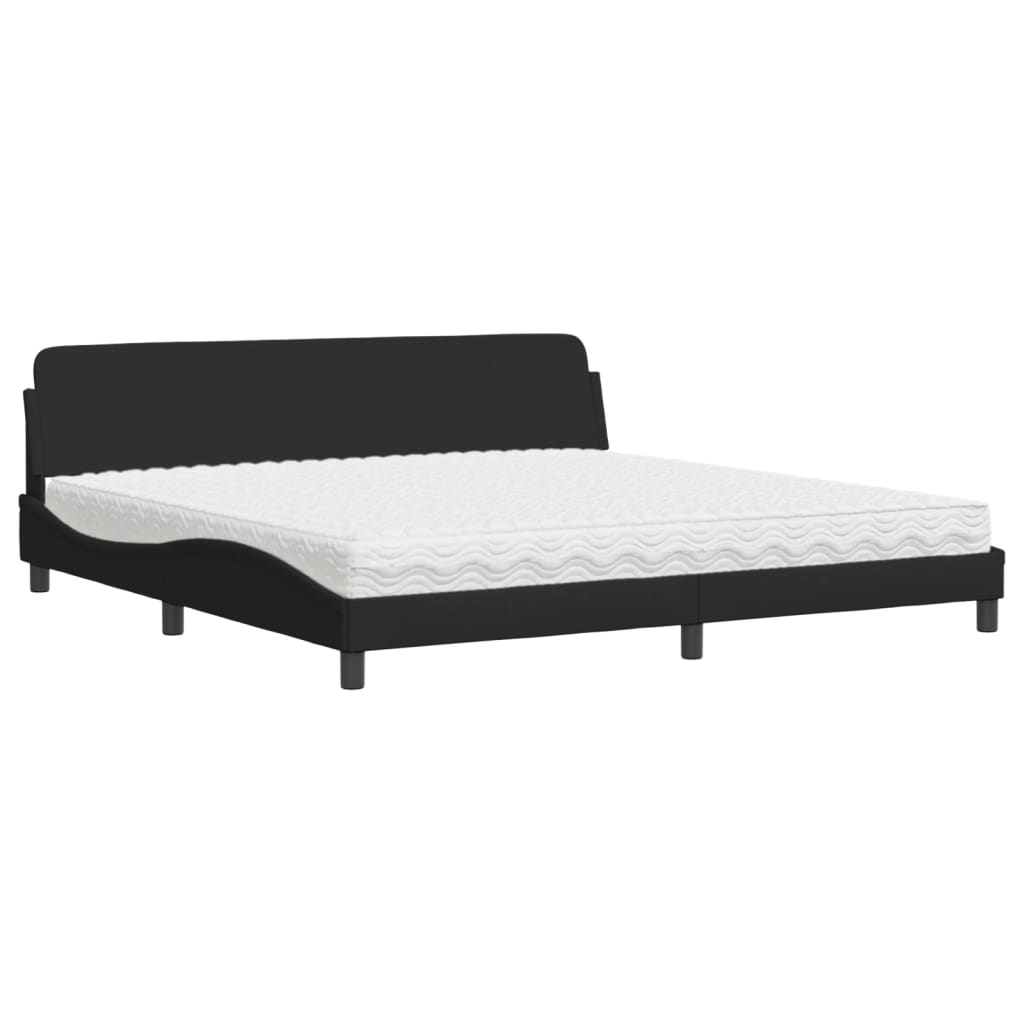 Letto con Materasso Dover Nero 200x200 cm in Tessuto 3208466