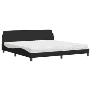 Letto con Materasso Dover Nero 200x200 cm in Tessuto 3208466
