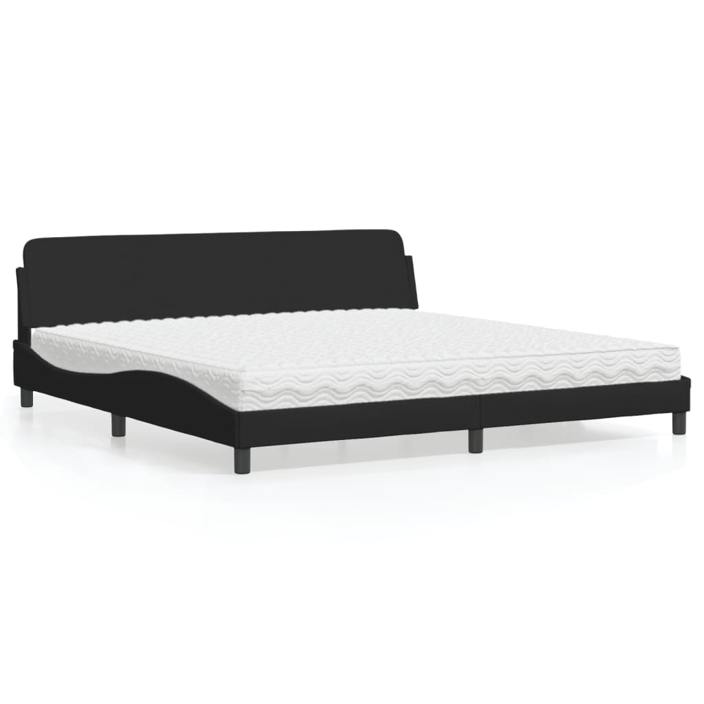 Letto con Materasso Dover Nero 200x200 cm in Tessuto 3208466