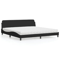 Letto con Materasso Dover Nero 200x200 cm in Tessuto 3208466