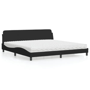 Letto con Materasso Dover Nero 200x200 cm in Tessuto 3208466