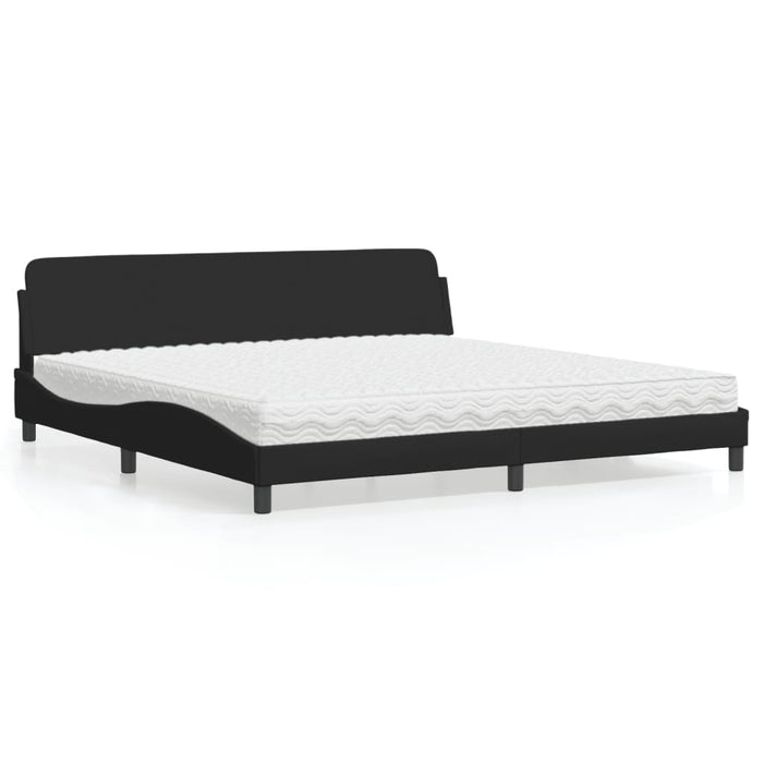 Letto con Materasso Dover Nero 200x200 cm in Tessuto 3208466