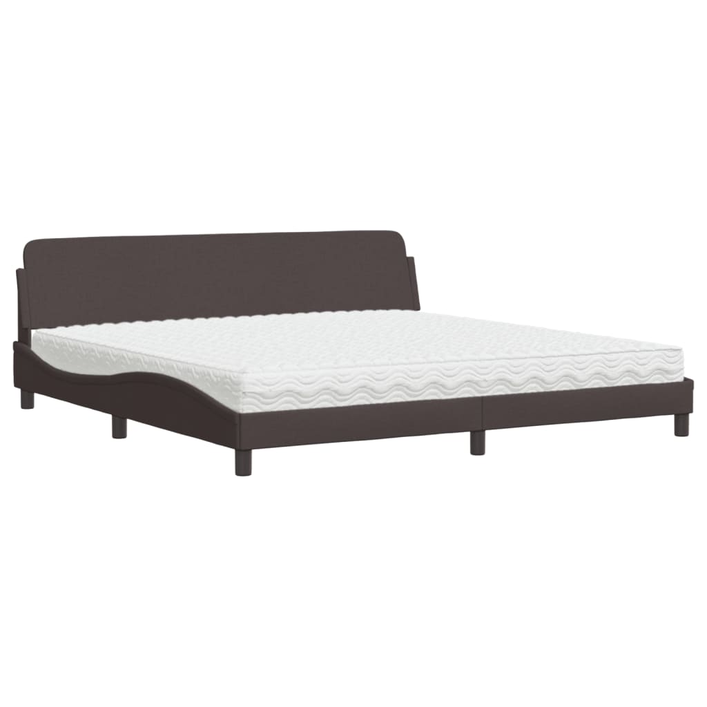 Letto con Materasso Dover Marrone Scuro 200x200 cm in Tessuto 3208467