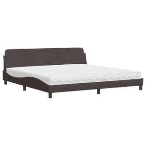 Letto con Materasso Dover Marrone Scuro 200x200 cm in Tessuto 3208467