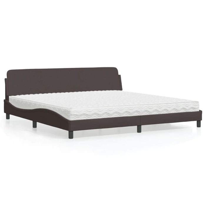 Letto con Materasso Dover Marrone Scuro 200x200 cm in Tessuto 3208467