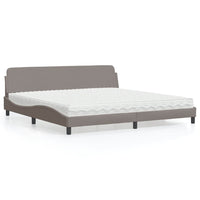 Letto con Materasso Dover Tortora 200x200 cm in Tessuto 3208468