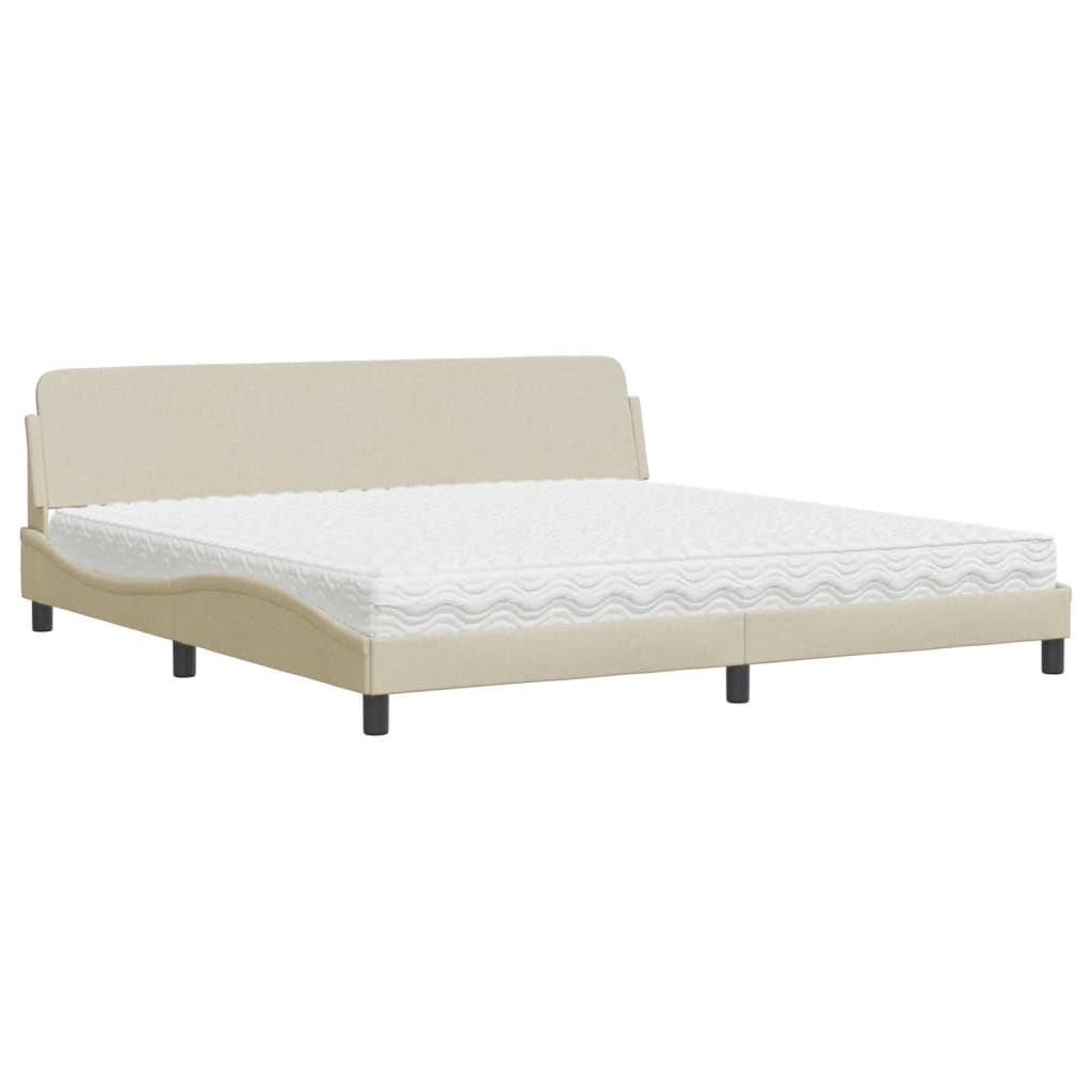 Letto con Materasso Dover Crema 200x200 cm in Tessuto 3208469