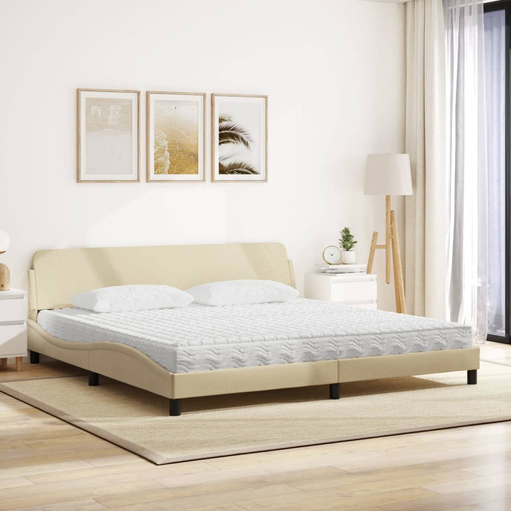 Letto con Materasso Dover Crema 200x200 cm in Tessuto 3208469