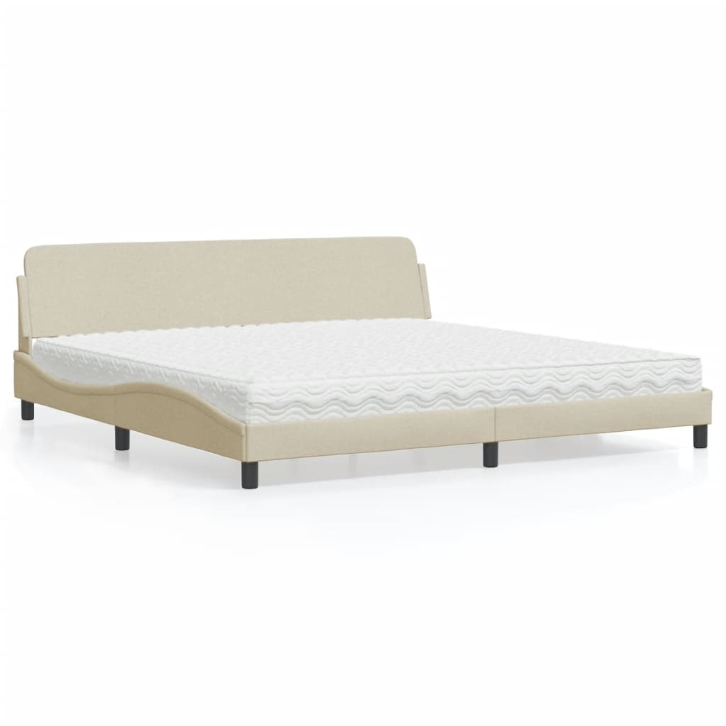 Letto con Materasso Dover Crema 200x200 cm in Tessuto 3208469