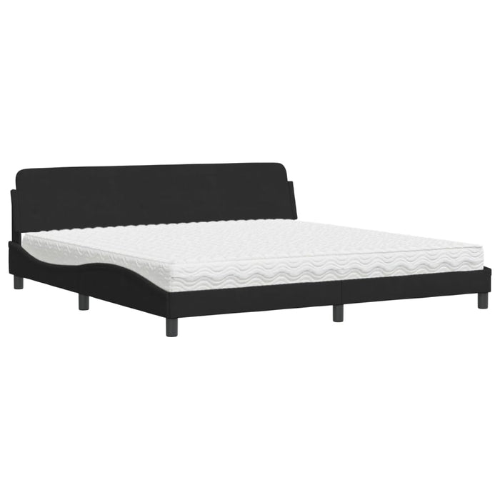 Letto con Materasso Dover Nero 200x200 cm in Velluto 3208473