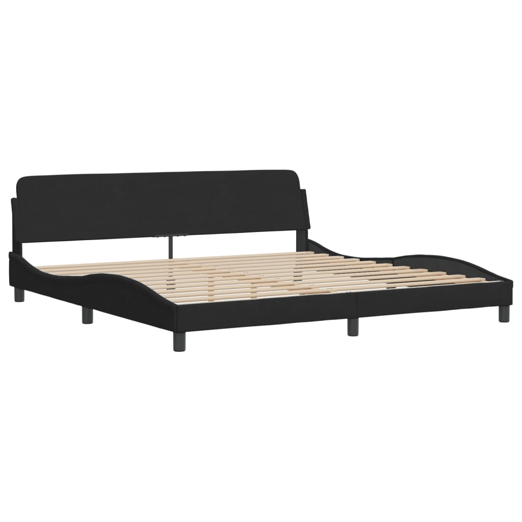 Letto con Materasso Dover Nero 200x200 cm in Velluto 3208473