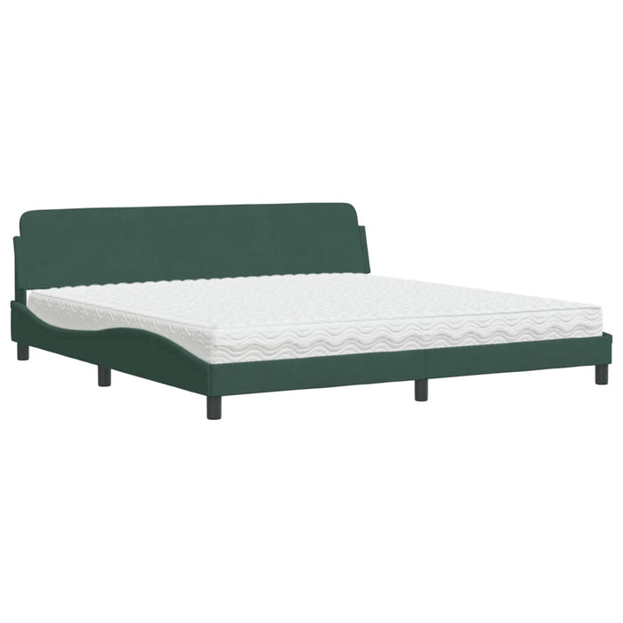 Letto con Materasso Dover Verde Scuro 200x200 cm Velluto 3208474