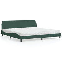 Letto con Materasso Dover Verde Scuro 200x200 cm Velluto 3208474