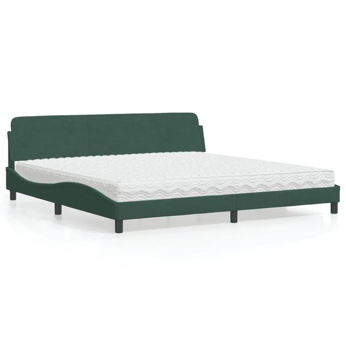 Letto con Materasso Dover Verde Scuro 200x200 cm Velluto 3208474