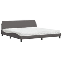 Letto con Materasso Dover Grigio 200x200 cm in Similpelle 3208480