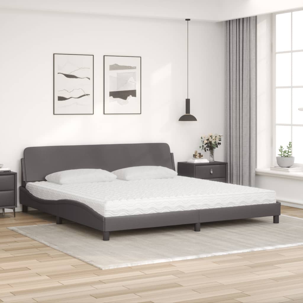 Letto con Materasso Dover Grigio 200x200 cm in Similpelle 3208480
