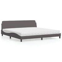 Letto con Materasso Dover Grigio 200x200 cm in Similpelle 3208480