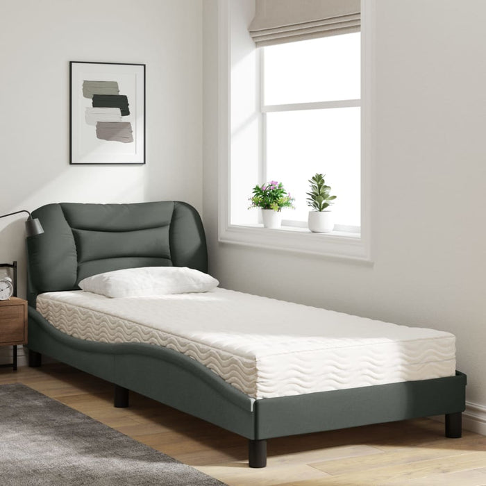 Letto con Materasso Hvar Grigio Scuro 90x190 cm in Tessuto 3208500
