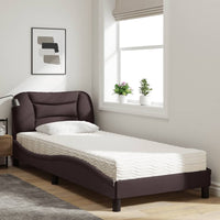 vidaXL Letto con Materasso Marrone Scuro 90x190 cm in Tessuto